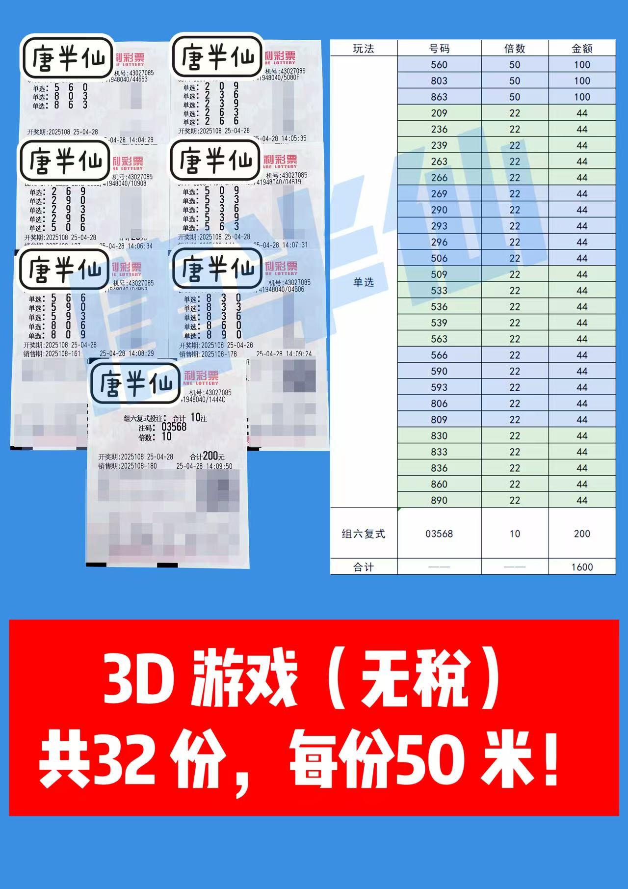 3D-21 04月28日实票分享