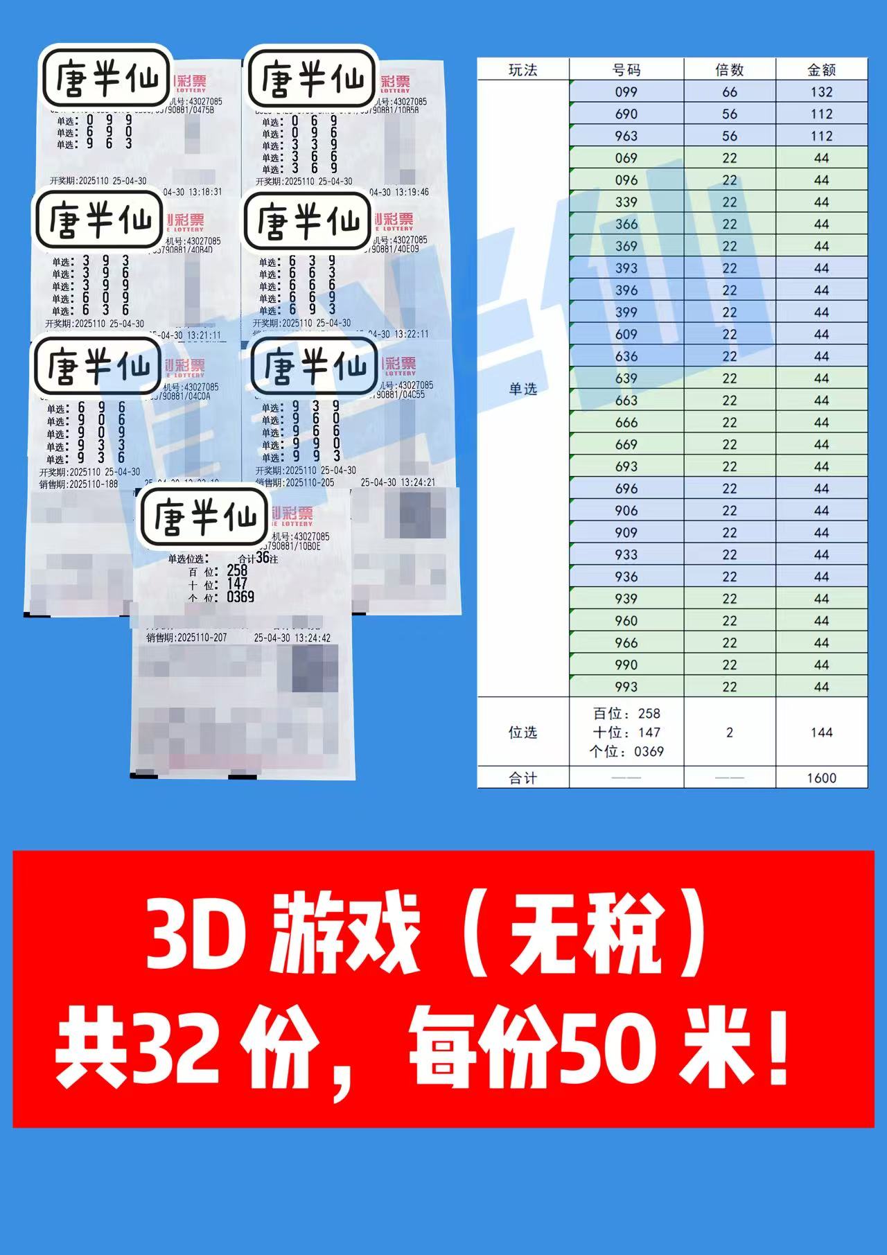 3D-23 04月30日实票分享