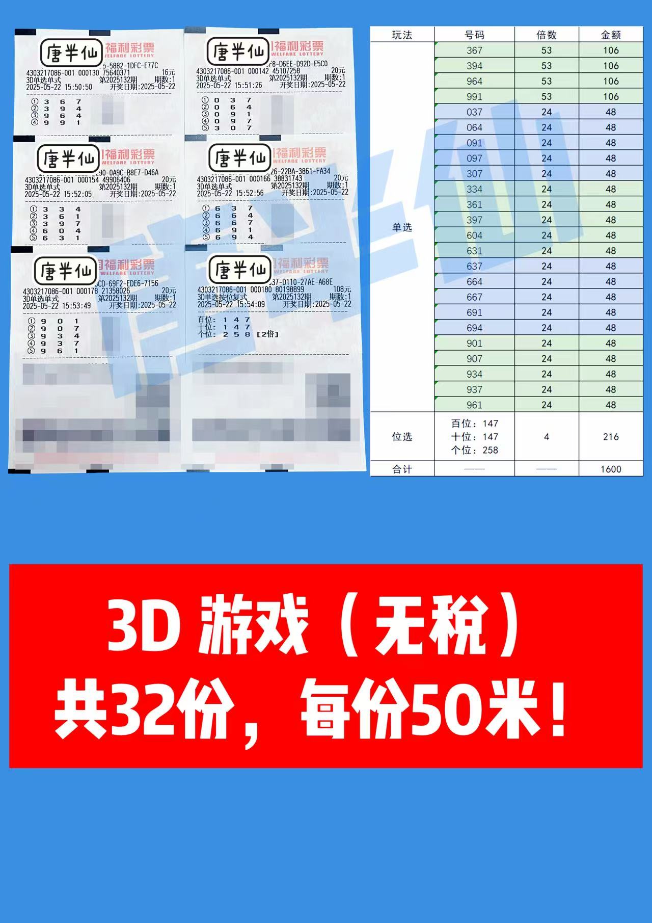 3D-14 05月22日实票分享