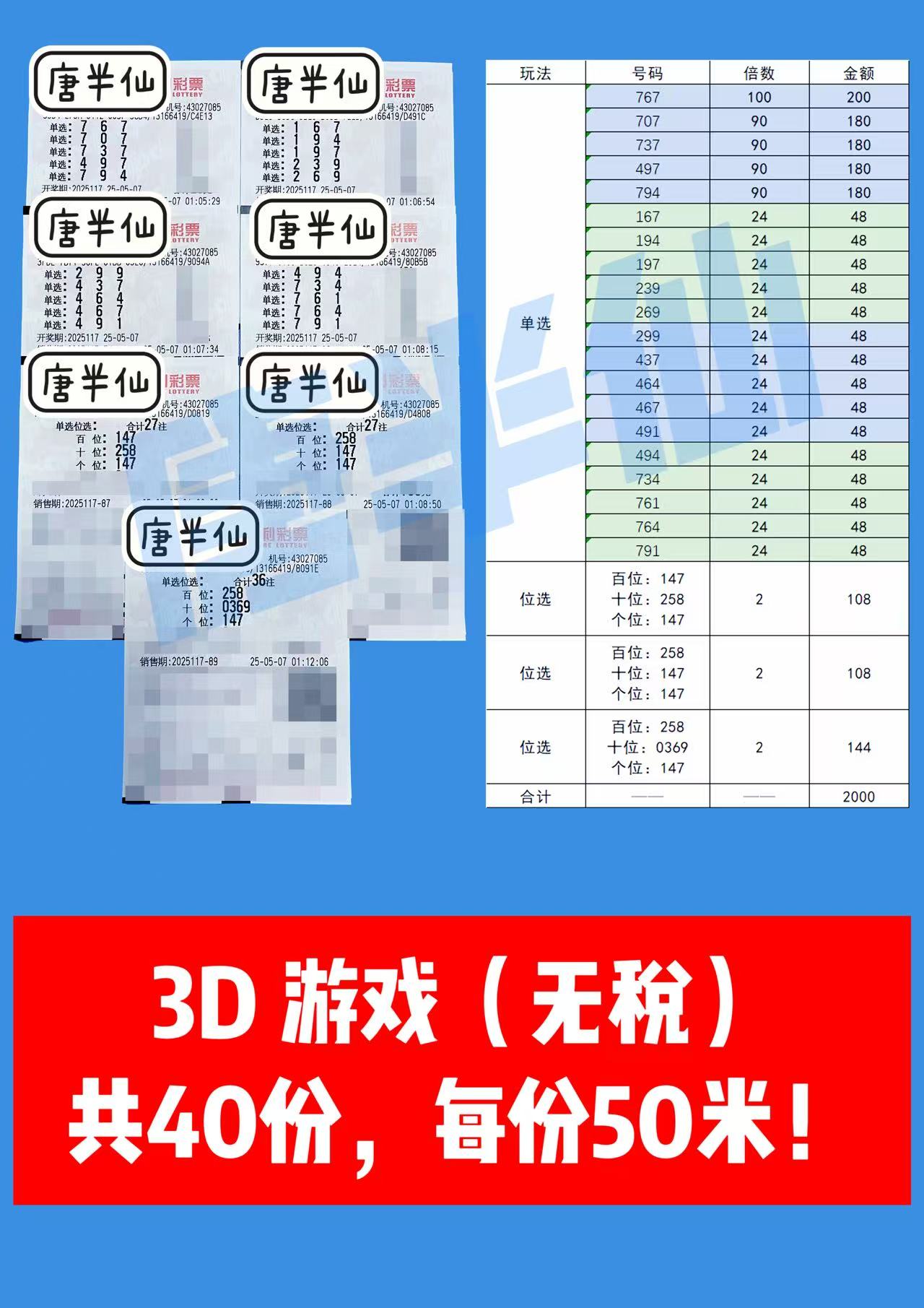 3D-3 05月07日实票分享