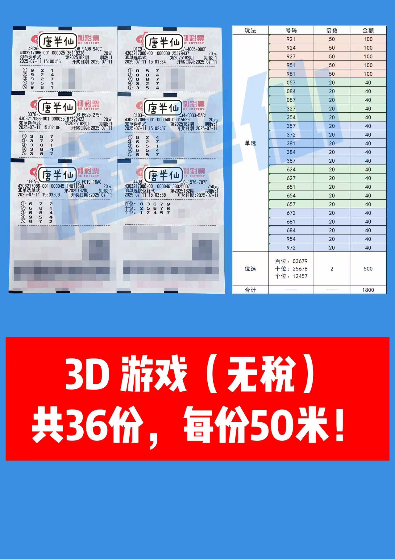 1752218961-3D 07月11日实票分享