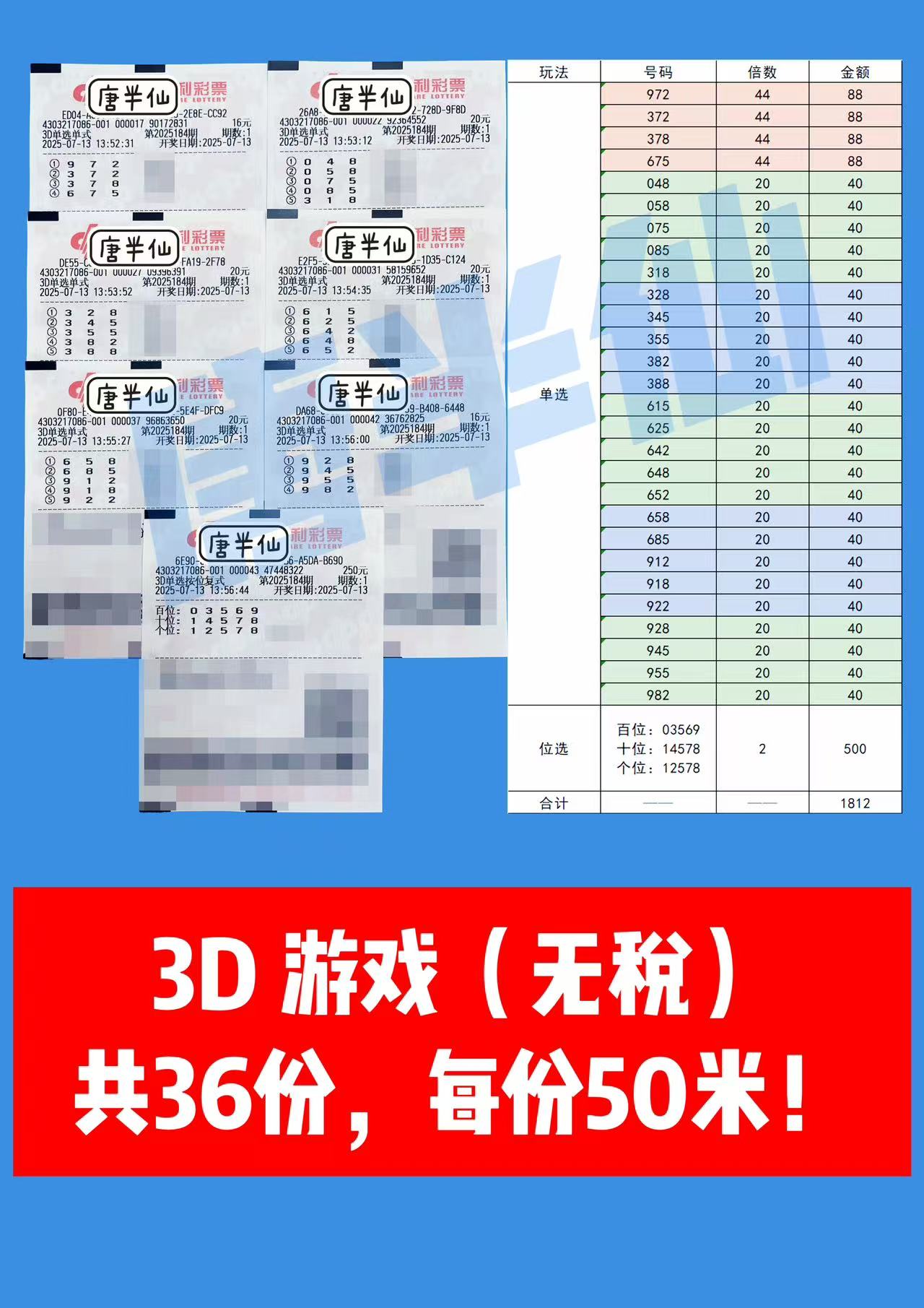 1752388171-3D 07月13日实票分享