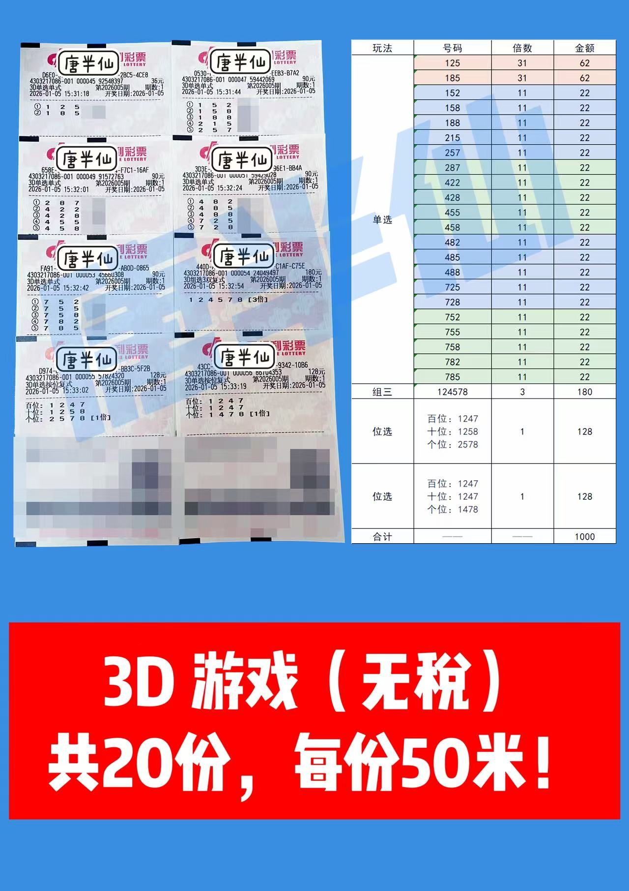 1767599174-3D 1月05日实票分享